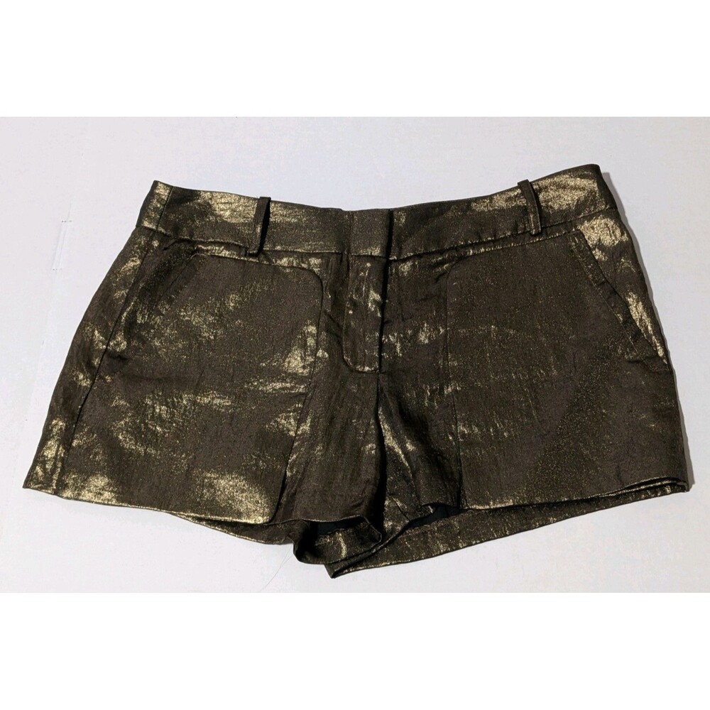 BCBGMAXAZRIA Bruna Metallic Gold Black Foil Party Shorts Tailored Shiny Medium